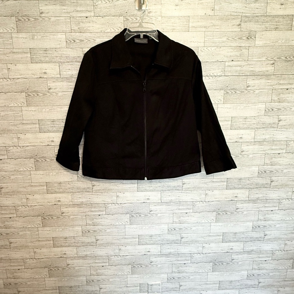 Women's Relativity Black Full Zip Jacket Size-Large Pockets Cotton/Spandex - Picture 8 of 12